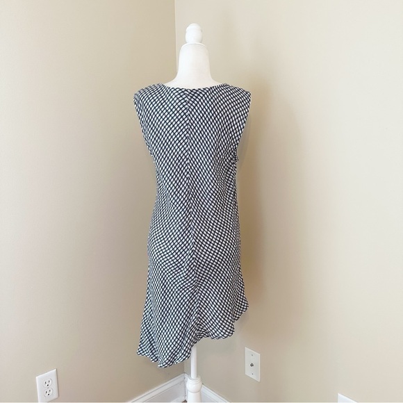 Flax Linen Asymmetrical Airy Navy Gingham Tunic Top - Medium - Picture 4 of 11